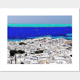 Greek Village By The Sea Posters and Art